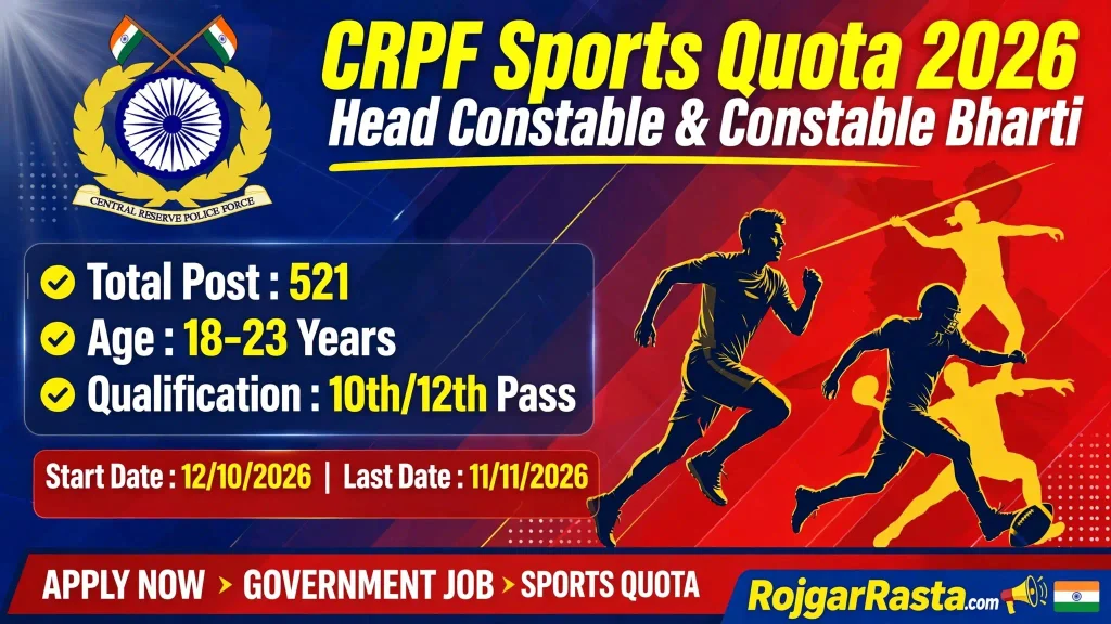 CRPF Sports Quota Recruitment 2026