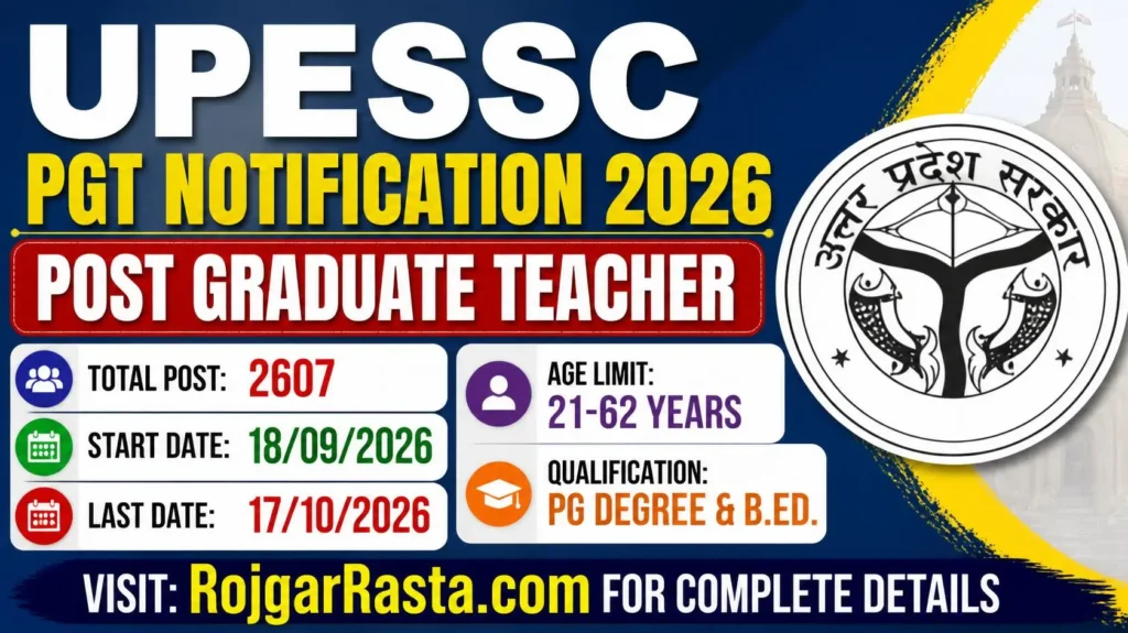 UPESSC PGT Teacher Notification 2026